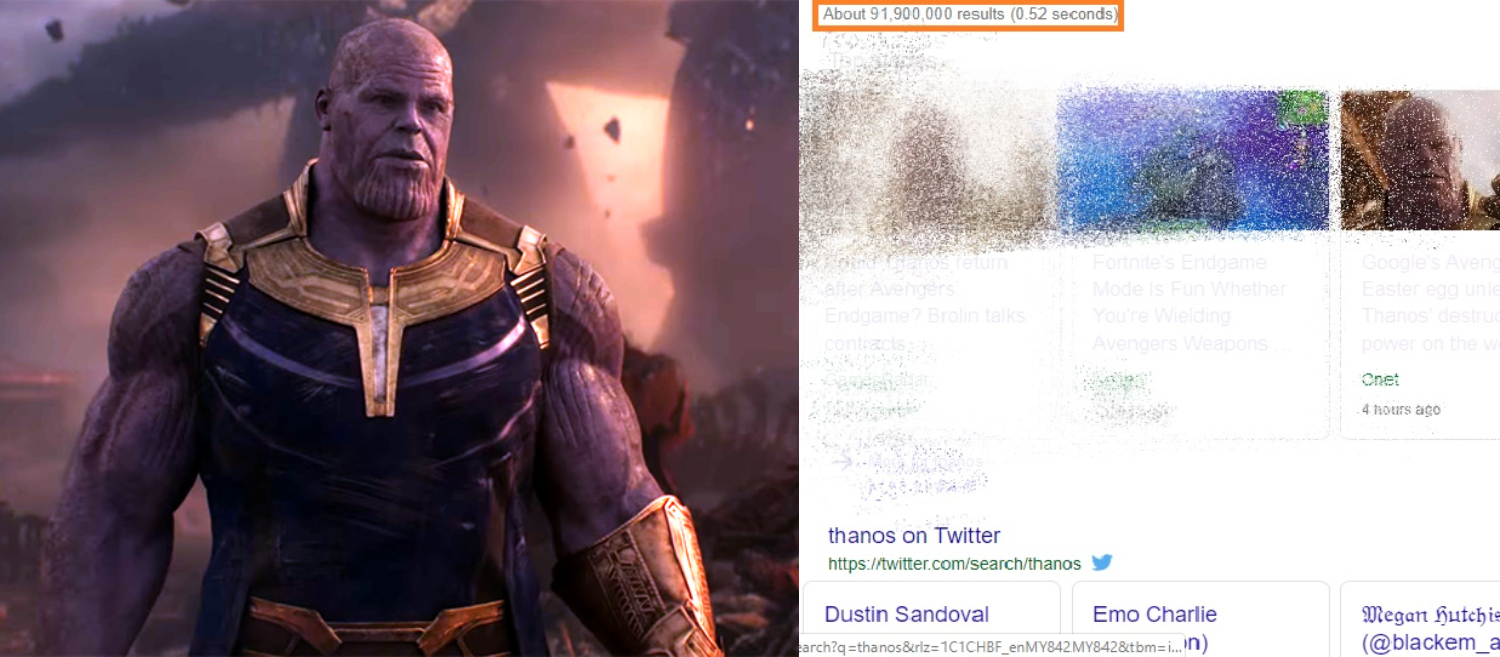 Did you saw this magic if not then Google 'Thanos' for an Avengers Easter Egg Did you saw this magic if not then Google 'Thanos' for an Avengers Easter Egg